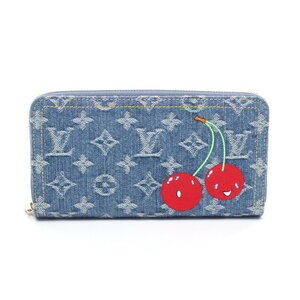 Louis Vuitton Zippy Wallet Takashi Murakami long denim Cherry blue